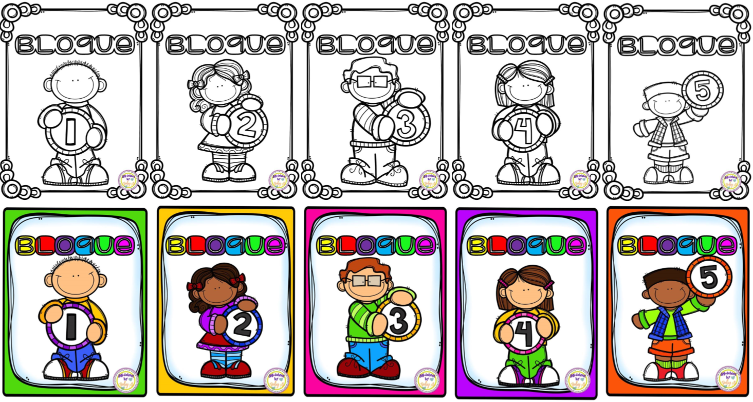 Fabulosas portadas para los cinco bloques a color o blanco y negro para  colorear | Material Educativo
