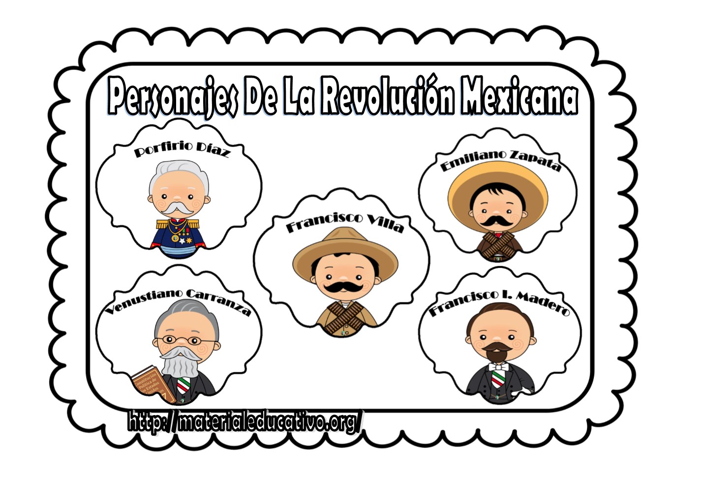 Excelentes diseños de personajes de la Revolución Mexicana | Material  Educativo