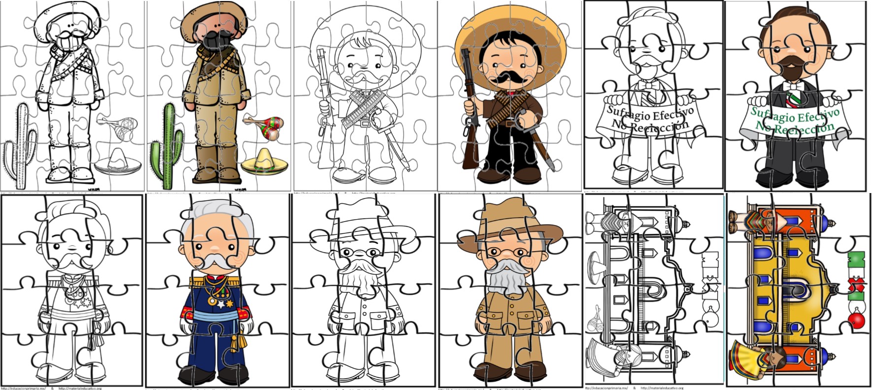 Estupendos rompecabezas de personajes de la revolución mexicana | Material  Educativo
