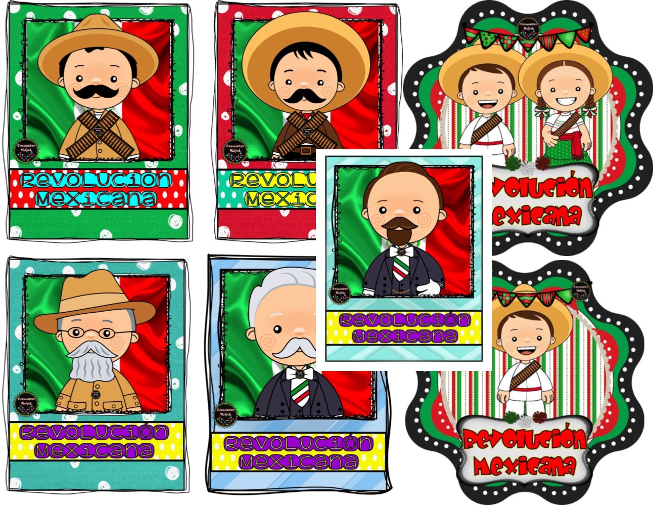 Estupendos diseños de personajes y distintivos de la Revolución Mexicana |  Material Educativo