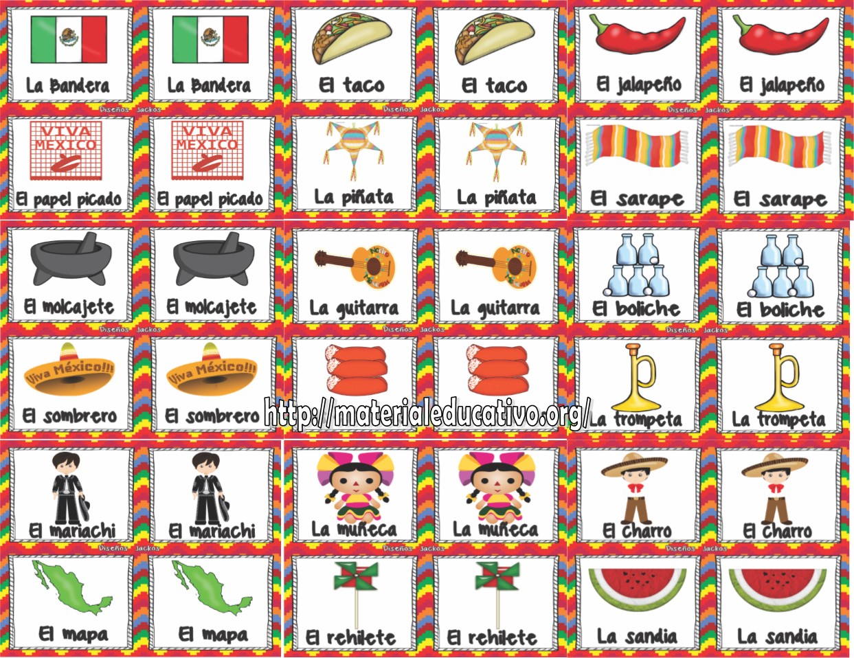 Divertido Y Tradicional Memorama Mexicano Material Educativo