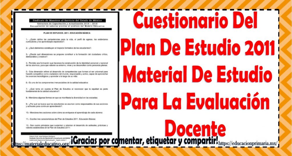 Excelente cuestionario del plan de estudio 2011 material de estudio ...