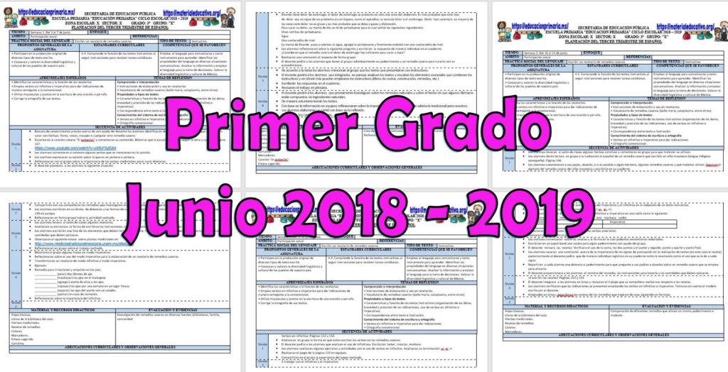 Planeación del primer grado del mes de junio del tercer trimestre ciclo ...