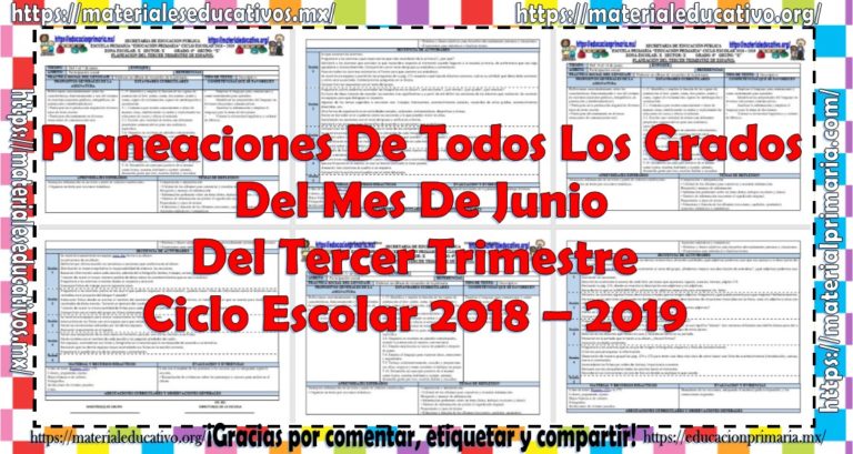 Planeaciones de todos los grados del mes de junio del tercer trimestre ...