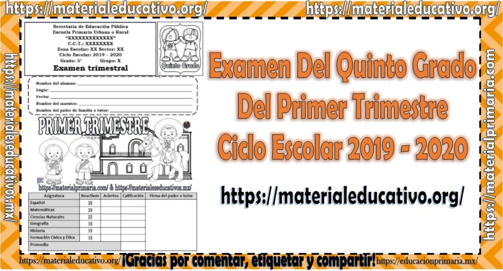 Examen Trimestral Quinto Grado 2019 2020