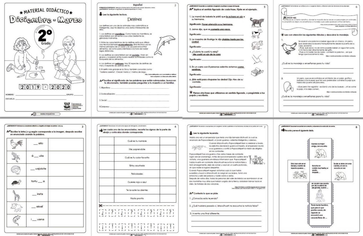 Material didáctico del segundo grado para el segundo trimestre del