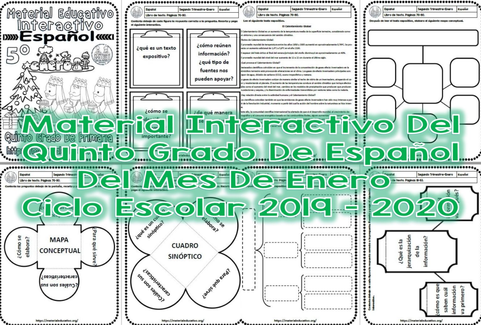 Material interactivo del quinto grado de español del mes de enero para