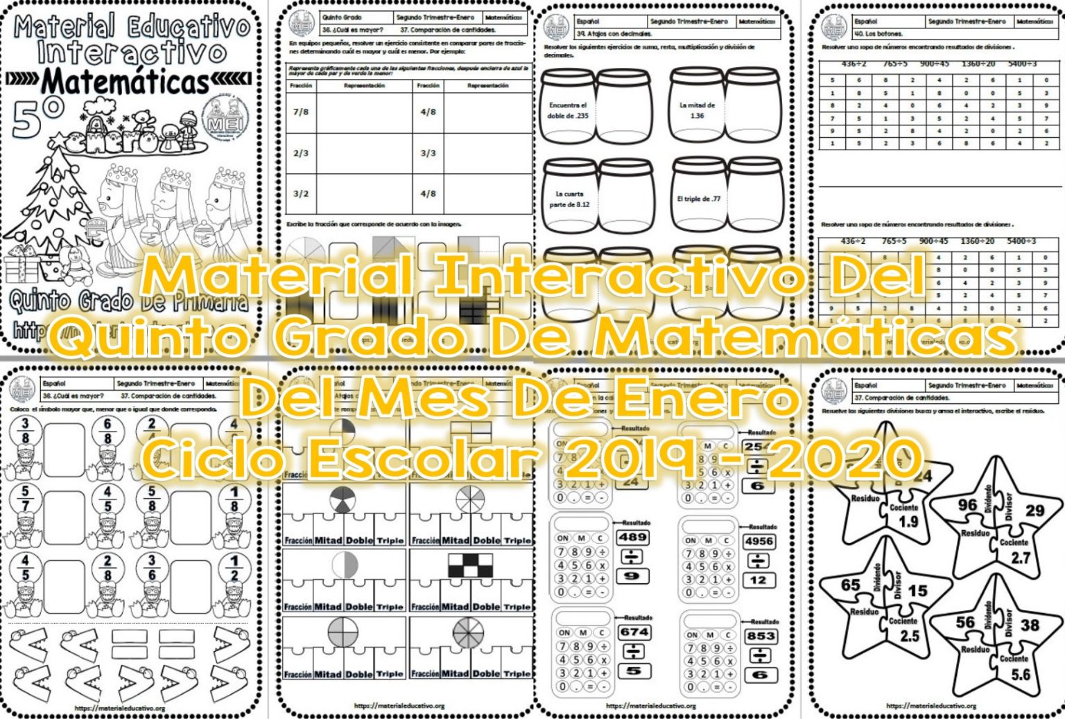Material interactivo del quinto grado de matemáticas del mes de enero