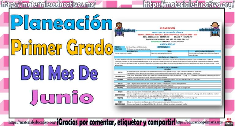 Planeación del primer grado de primaria del mes de junio del ciclo ...
