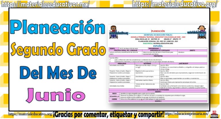 Planeación del segundo grado de primaria del mes de junio del ciclo ...