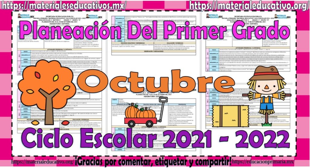 Planeaciones del primer grado de primaria del mes de octubre del ciclo ...