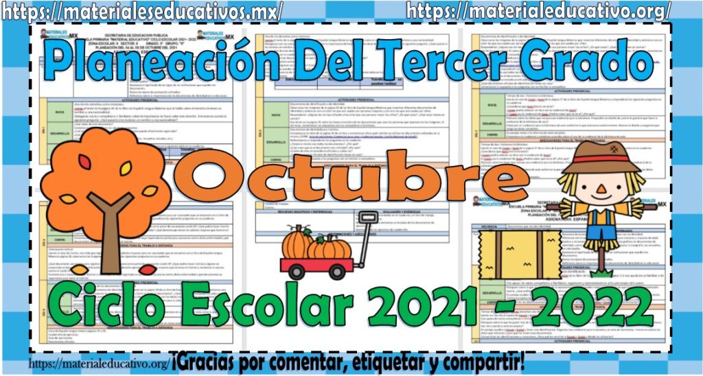 Planeaciones del tercer grado de primaria del mes de octubre del ciclo ...