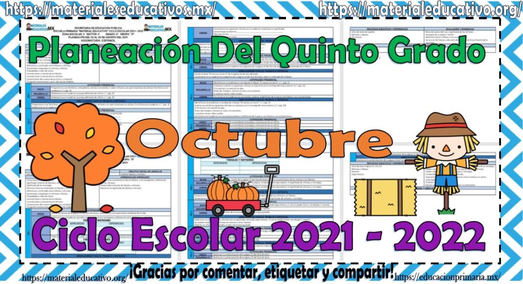 Planeaciones del quinto grado de primaria del mes de octubre del ciclo ...