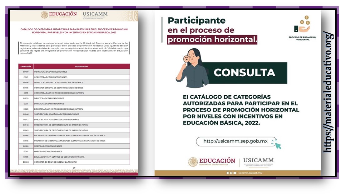Catálogo De Categorías Autorizadas Para Participar En El Proceso De Promoción Horizontal Por Niveles Con Incentivos En Educación Básica 2022