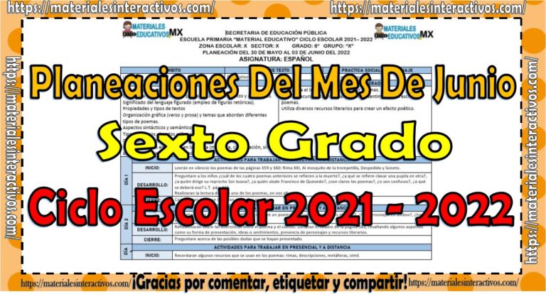 Planeaciones del sexto grado de primaria del mes de junio del ciclo ...