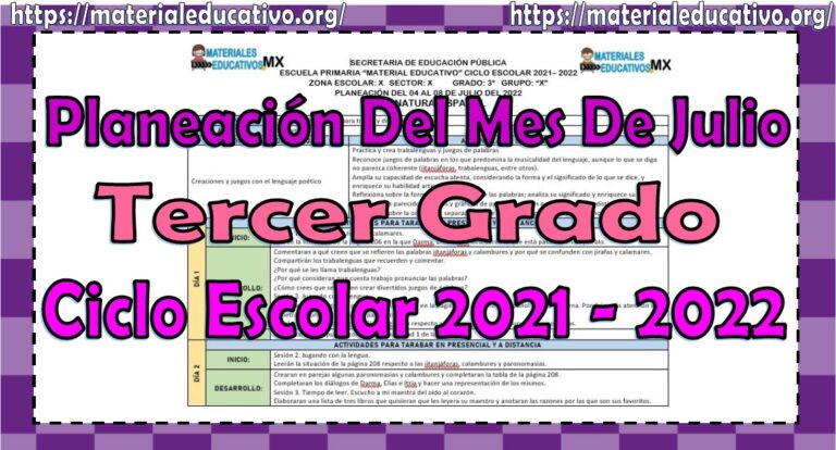 Planeaciones del tercer grado de primaria del mes de julio del ciclo ...