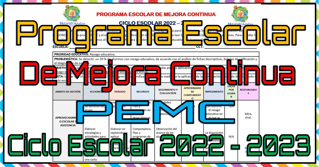 Programa Escolar de Mejora Continua (PEMC) del Ciclo Escolar 2022 - 2023