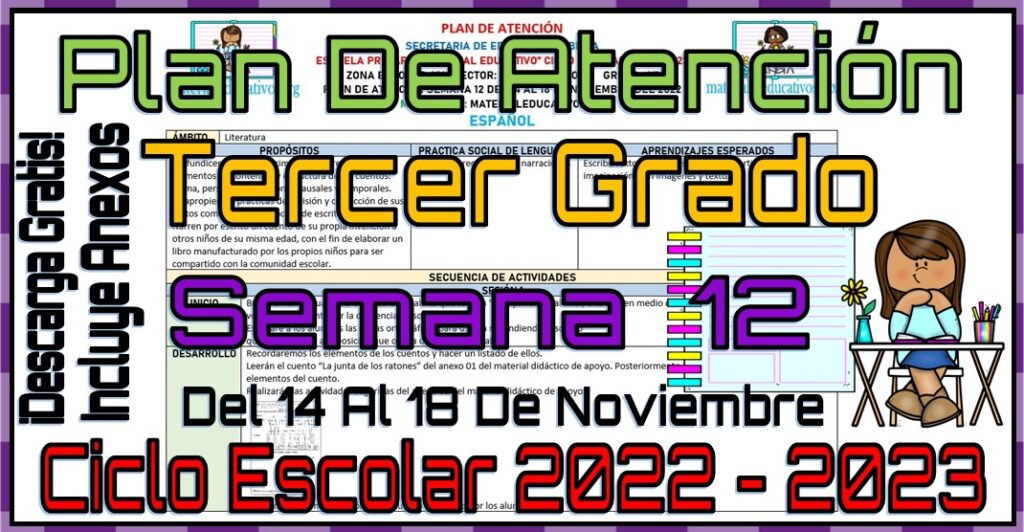Plan de atención del tercer grado de primaria de la semana 12 del 14 al ...