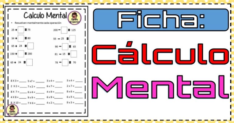 Ficha para trabajar el cálculo mental | Material Educativo