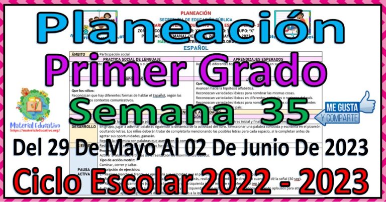 Planeación del primer grado de primaria de la semana 35 del 29 de mayo ...