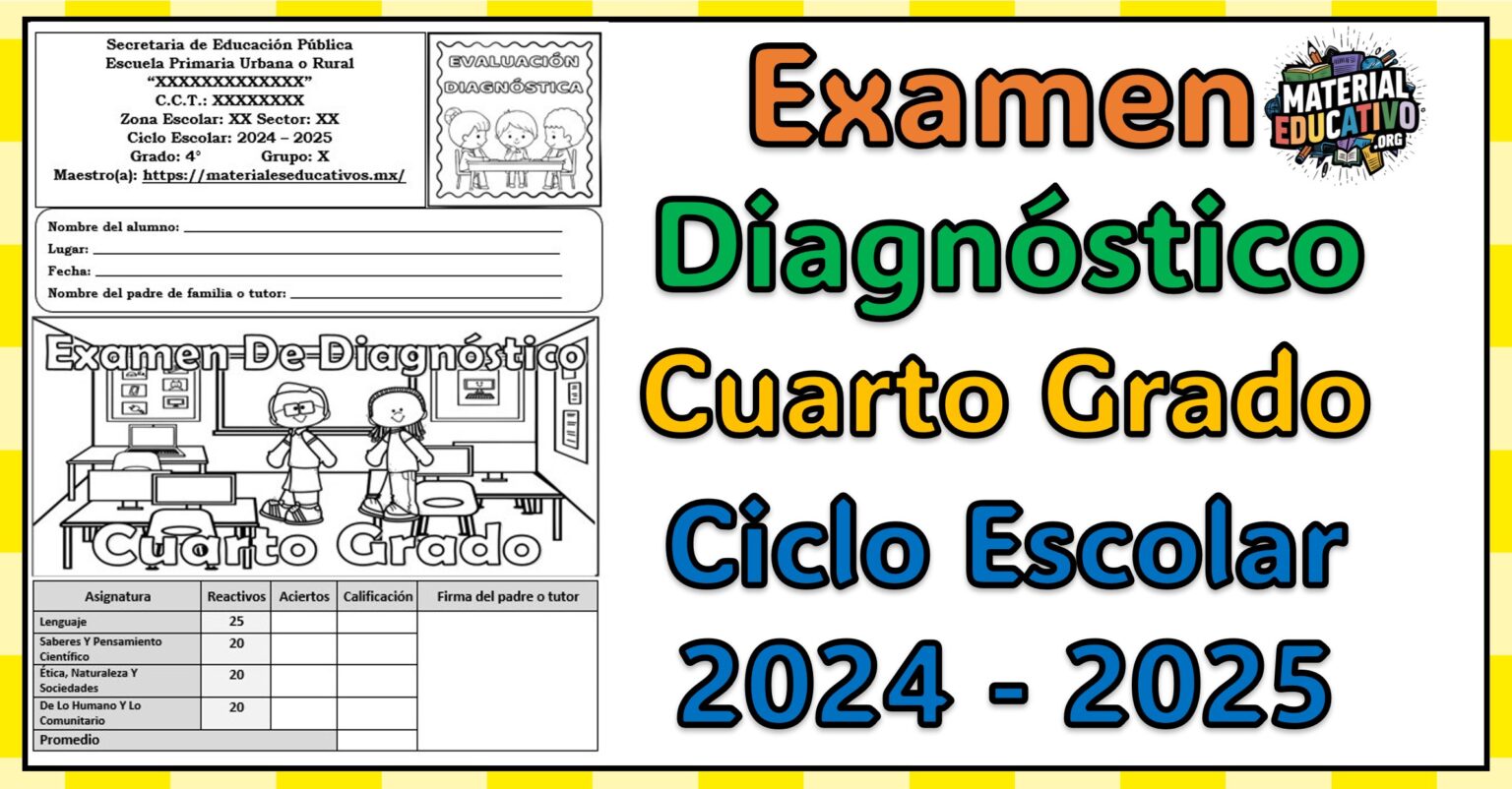Examen de diagnóstico del cuarto grado de primaria del ciclo escolar