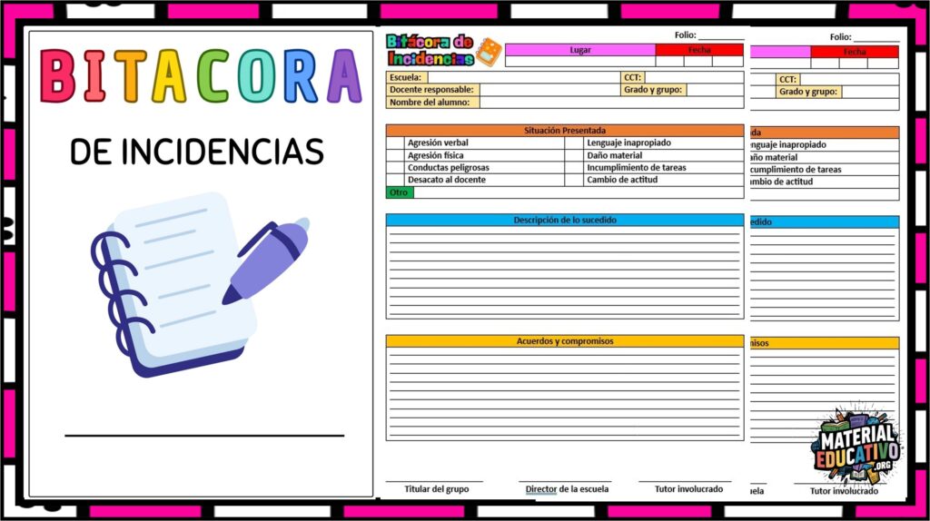 Bitácora de incidencias para el ciclo escolar 2025 – 2026