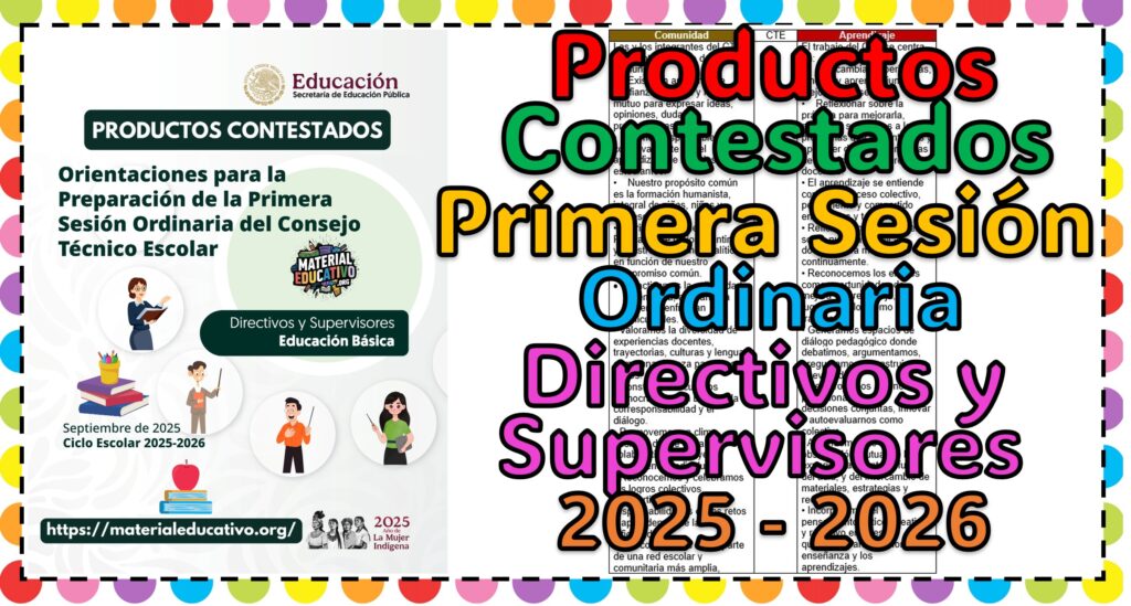 Productos Contestados de la Primera Sesión Ordinaria del Consejo Técnico Escolar de Directivos y Supervisores 2025 – 2026