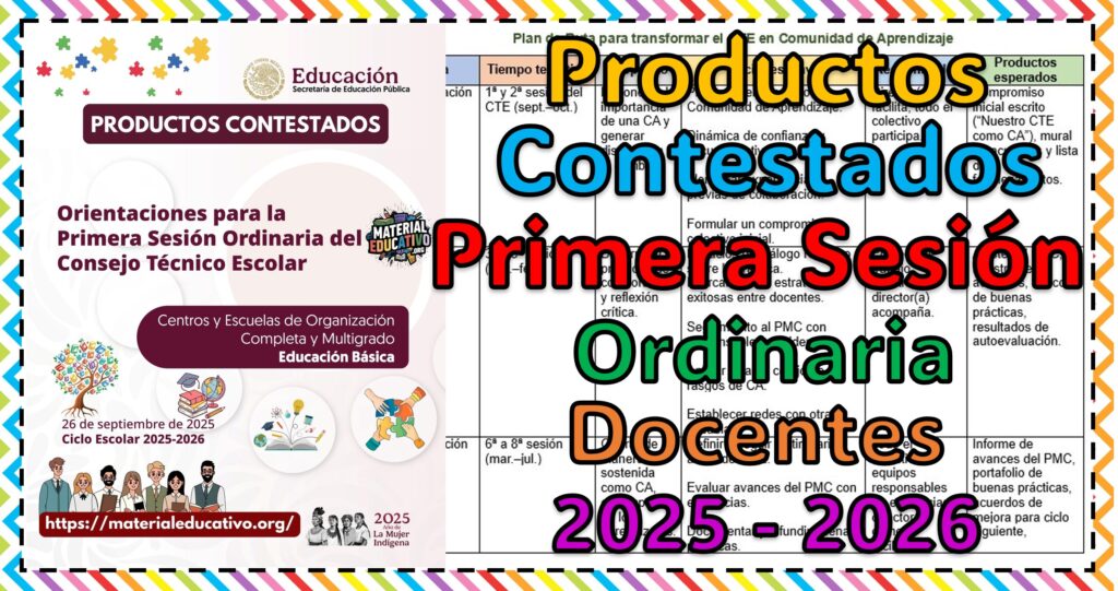 Productos Contestados de la Primera Sesión Ordinaria del Consejo Técnico Escolar de Docentes 2025 – 2026
