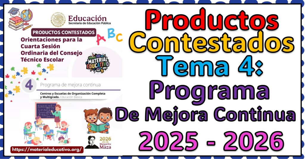 Productos Contestados del Tema 04 Programa de Mejora Continua Para la Sesión Ordinaria del Consejo Técnico Escolar 2025 - 2026