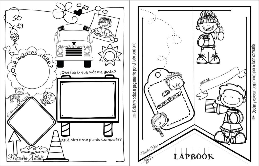 Genial Lap book mis vacaciones para practicar la escritura