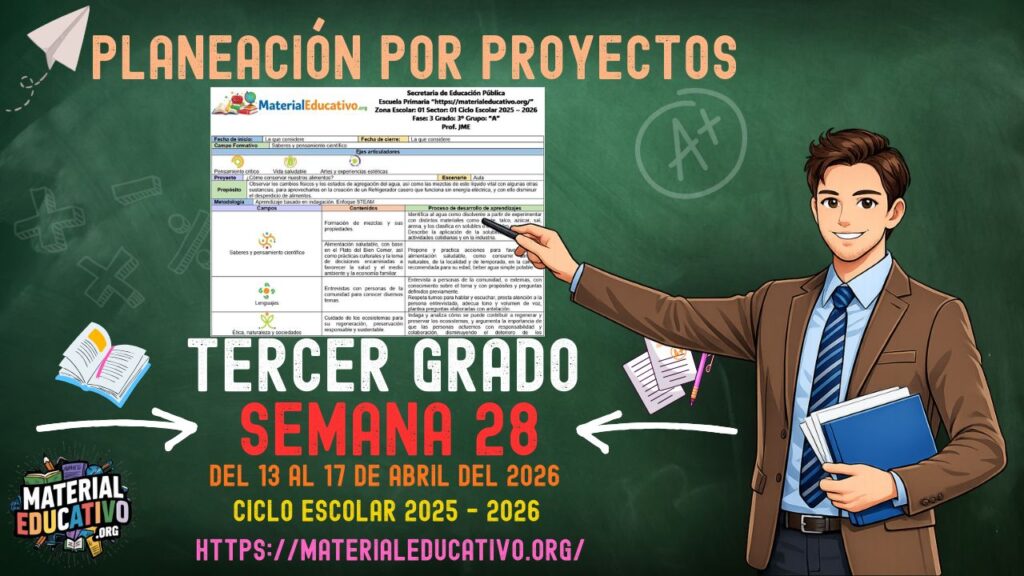 Planeación por proyectos del tercer grado de primaria semana 28 del ciclo escolar 2025 - 2026