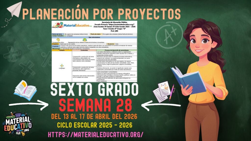 Planeación por proyectos del sexto grado de primaria semana 28 del ciclo escolar 2025 - 2026