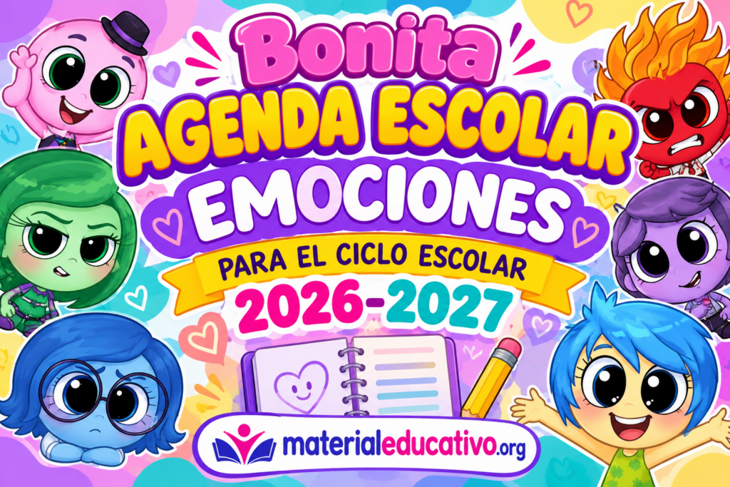 Bonita agenda escolar emociones para el ciclo escolar 2026 - 2027