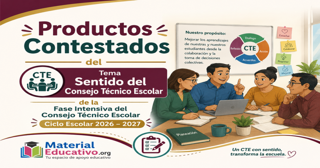 Productos Contestados del Tema Sentido del Consejo Técnico Escolar de la Fase Intensiva del Consejo Técnico Escolar Ciclo Escolar 2026 – 2027