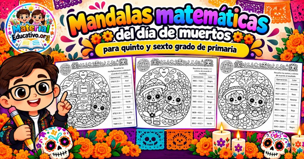 Mandalas matemáticas del día de muertos para quinto y sexto grado de primaria