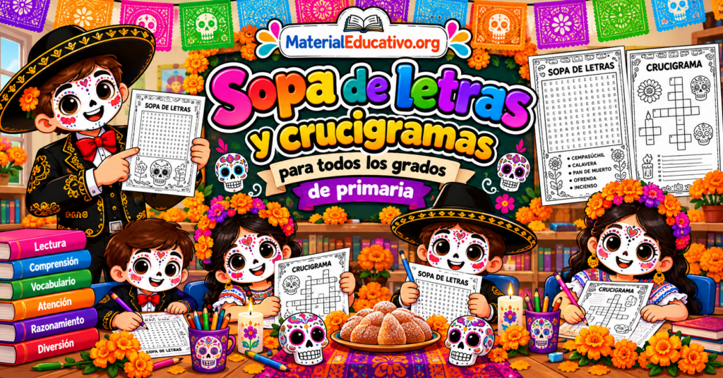 Sopa de letras y crucigramas para todos los grados de primaria